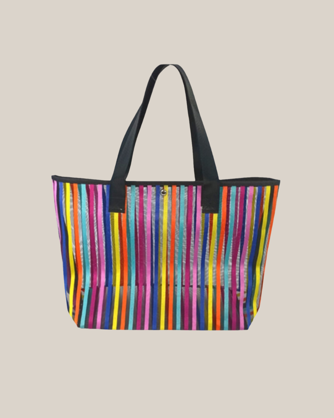 Striped Mesh Tote Bag