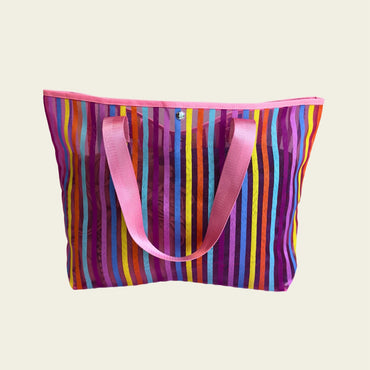 Mesh Tote Bag -Striped Design