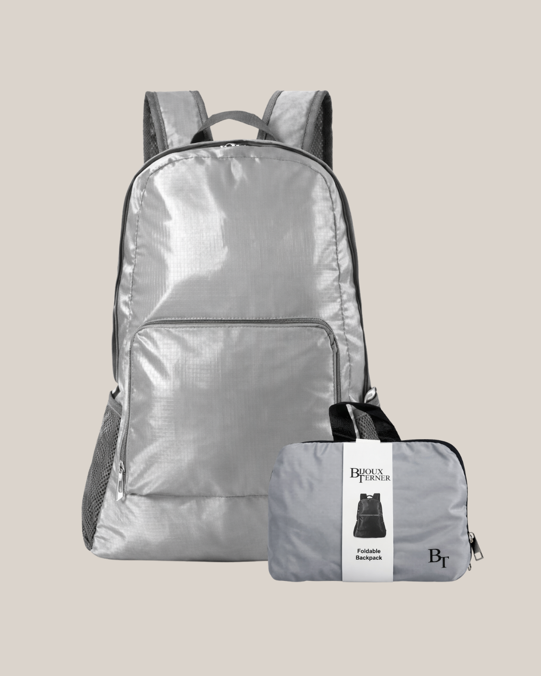 Foldable Travel Backpack Silver