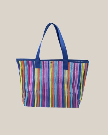Striped Mesh Tote Bag