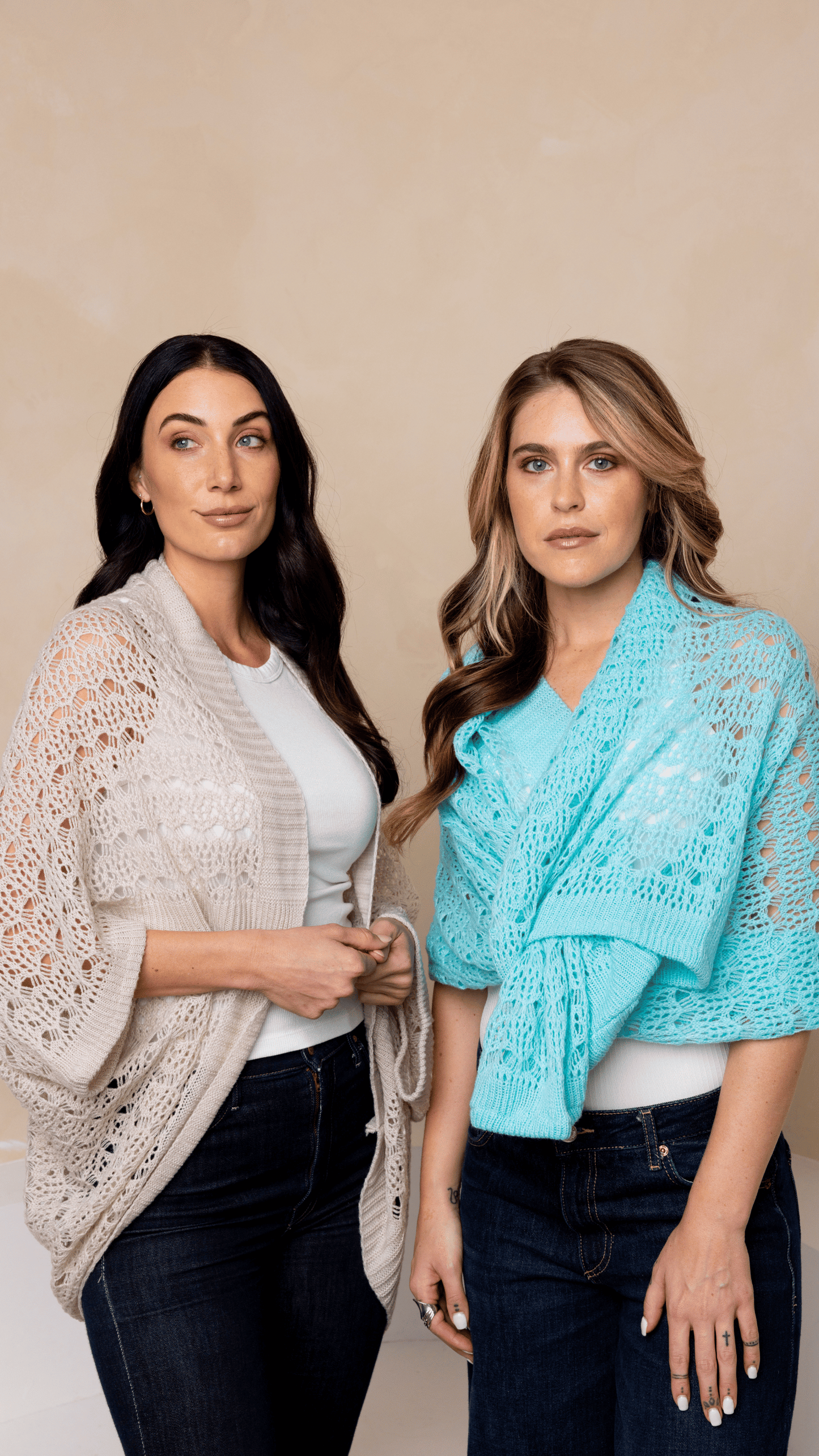 Open Weave Cocoon Shawl Aqua